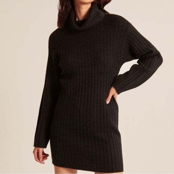 Abercrombie & Fitch Easy Fitting Turtleneck Sweater Dress Black- Size XS - Picture 1 of 10